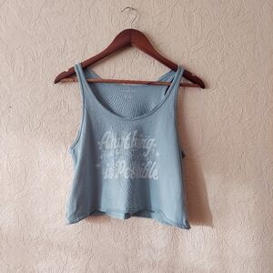 American Eagle 100% Cotton Anything Is Possible Graphic Crop Tank Top Sz Small